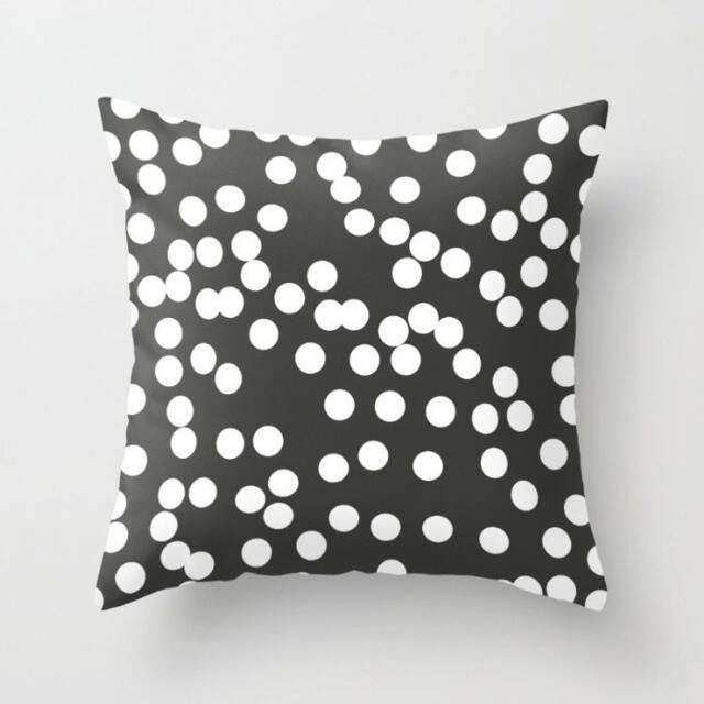 Dotty Throw Pillow. 18x18 Pillow Case. Black White Graphic Cushion. Polka Dot Sofa Modern Decorative - image 1