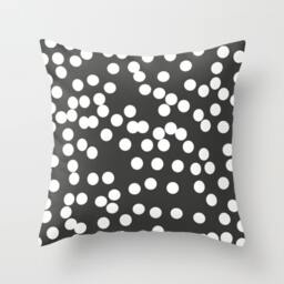 Dotty Throw Pillow. 18x18 Pillow Case. Black White Graphic Cushion. Polka Dot Sofa Modern Decorative - thumbnail 1
