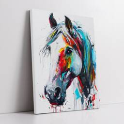 Colorful Horse Fun Animal Lover Abstract Oil Painting Wall Art Framed Canvas Poster Print Home Kitchen Living Room Decor Rider Gifts - thumbnail 2