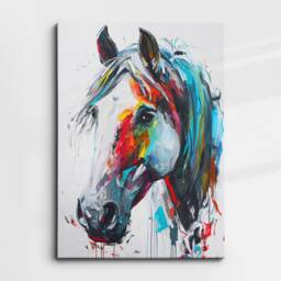 Colorful Horse Fun Animal Lover Abstract Oil Painting Wall Art Framed Canvas Poster Print Home Kitchen Living Room Decor Rider Gifts - thumbnail 3