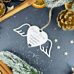 Personalized Heart Memorial Ornament Wood Christmas Bauble - thumbnail 4