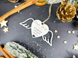 Personalized Heart Memorial Ornament Wood Christmas Bauble - thumbnail 1