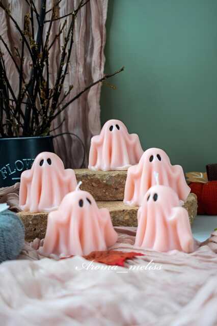 Handmade Ghost Candle Soy Beeswax Blend, Spooky Halloween Decor - image 1