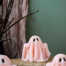Handmade Ghost Candle Soy Beeswax Blend, Spooky Halloween Decor - thumbnail 3