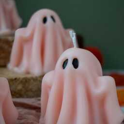 Handmade Ghost Candle Soy Beeswax Blend, Spooky Halloween Decor - thumbnail 2