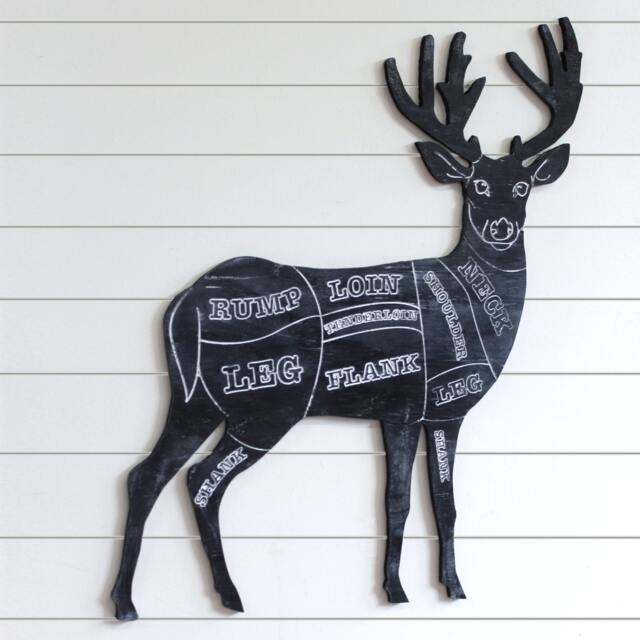 Butcher Venison Sign Deer Meat Cuts Game Chart Wooden Shop Rustic Home Decor Kitchen Hunting Wall Hirsch - image 1