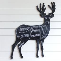 Butcher Venison Sign Deer Meat Cuts Game Chart Wooden Shop Rustic Home Decor Kitchen Hunting Wall Hirsch - thumbnail 1