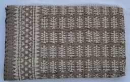 Brown Kantha Quilt Handmade Cotton Bedspread - Neutral Block Print Bedding Throw Rustic Farmhouse Boho Blanket Queen King Size - thumbnail 1