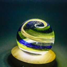Glass Paperweight Globe Nightlight/ Accent Light Blue, White & Lime Green - thumbnail 2