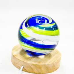 Glass Paperweight Globe Nightlight/ Accent Light Blue, White & Lime Green - thumbnail 3