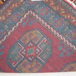 5x7 Orange Red Green Ersari Rug - Afghan Handmade Veg Dyes Wool Area Rug, Turkmen Tribal Oriental Rug For Living Room, Bedroom - thumbnail 4