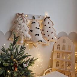 Christmas Tree Wall Decor, Cotton Baby Pillow, Holiday Nursery Accessories - thumbnail 2