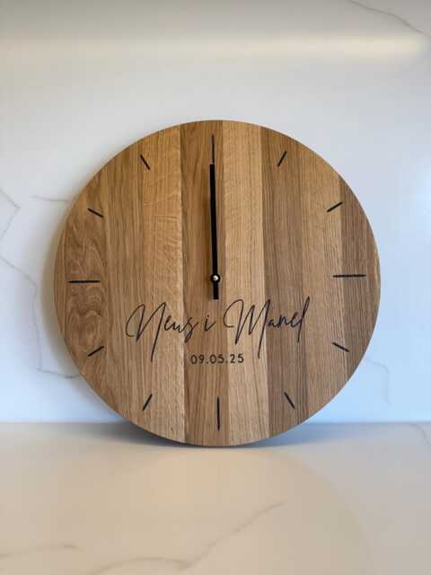 Oak Wood Wall Clock Engraved Personalised Custom Unique Family Wedding Gift - image 1