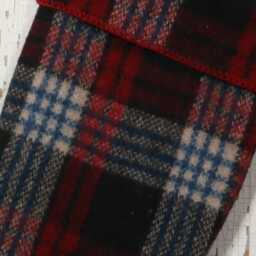 Vintage Red & Black Plaid Wool Blanket Christmas Stocking - thumbnail 2