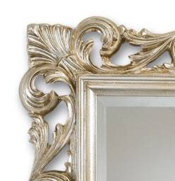 Classic Victorian Antique Silver Leaf Mirror - Made in Italy Louis Xiv Italian Baroque Wall Ornate Luxury #8053 - thumbnail 2