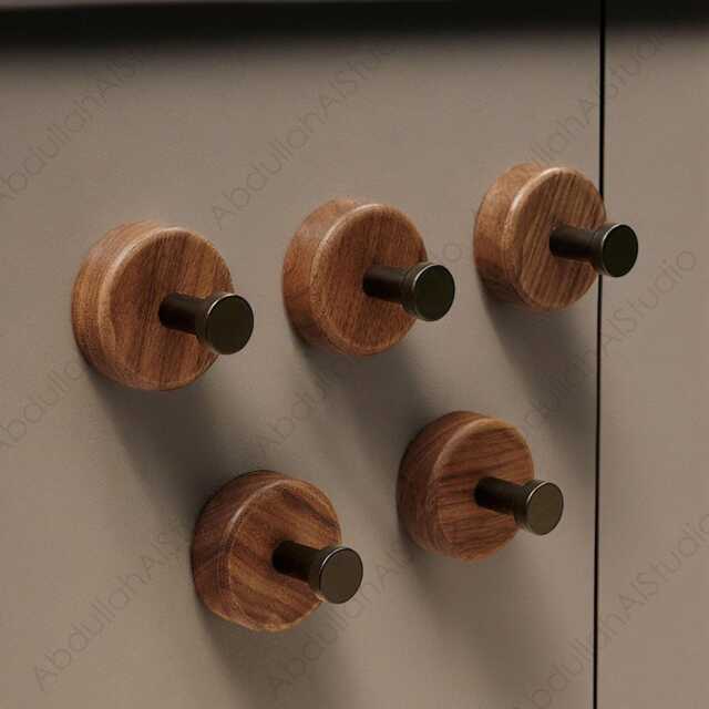 Walnut Wall Hook, Decorative Clothes Modern Home Decoration Gift, For Storage, 2Pcs, 4Pcs - image 1
