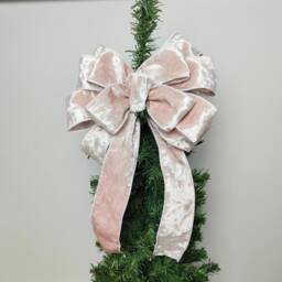 Ligh Pink Velvet Bow Wreath Christmas Tree Topper Lantern Bow Xmas Decorations Wedding - thumbnail 2