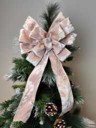 Ligh Pink Velvet Bow Wreath Christmas Tree Topper Lantern Bow Xmas Decorations Wedding - thumbnail 1