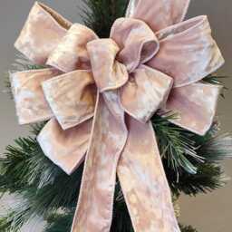 Ligh Pink Velvet Bow Wreath Christmas Tree Topper Lantern Bow Xmas Decorations Wedding - thumbnail 3
