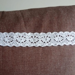 Brown Cushion Cover With Lace Decoration, Pillow Cover, 16x16 - thumbnail 2