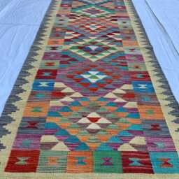 Handwoven Afghan Chobi Kilim Runner 3x10 Wool Hallway Rug - thumbnail 3