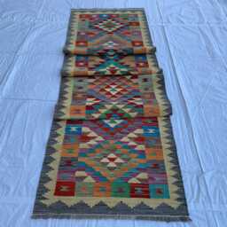 Handwoven Afghan Chobi Kilim Runner 3x10 Wool Hallway Rug - thumbnail 4