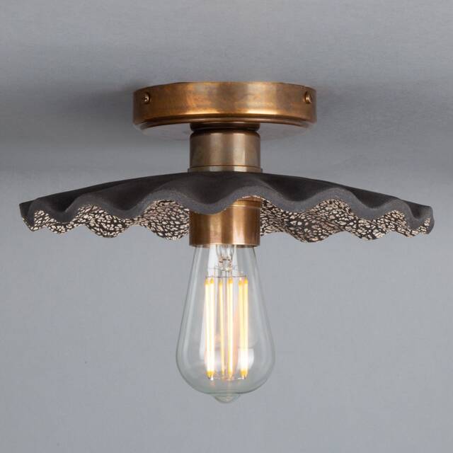 Kapok Organic Ceramic Ceiling Light Black Clay 10.25 - image 1