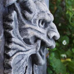 Grotesque, Garden Goblin, Mythological Green Man, Wall Decor, Cast Stone, Architectural Detail - thumbnail 3