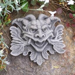 Grotesque, Garden Goblin, Mythological Green Man, Wall Decor, Cast Stone, Architectural Detail - thumbnail 2