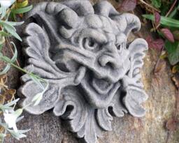 Grotesque, Garden Goblin, Mythological Green Man, Wall Decor, Cast Stone, Architectural Detail - thumbnail 1