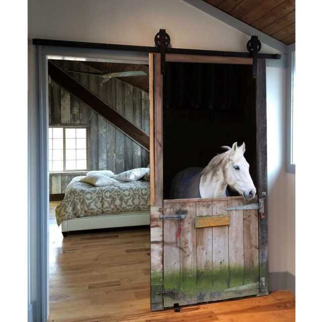 Door Wall Sticker Horse in The Stall-1 /Horse Looking Out Of Stable Mural Mural/ Horse Stall For - image 1
