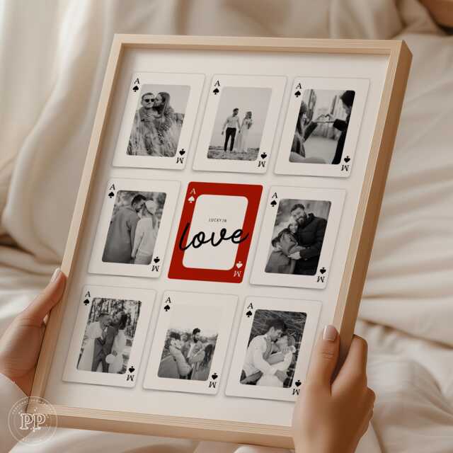 Playing Card Photo Wall Art, Lucky in Love Print, Valentines, Anniversary, Wedding Gift - image 1
