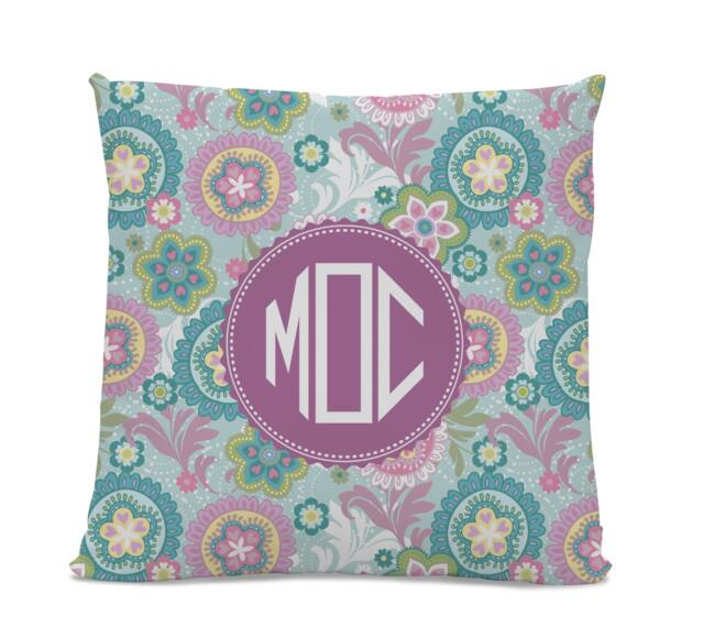 Monogram Pillow - Paisley Initial Monogrammed Custom Throw Flower