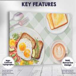 Healthy Breakfast Eggs On Toast Coffee Brunch Watercolour Canvas Wall Art Print Decor Picture Ready To Hang - thumbnail 1