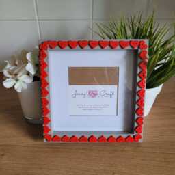 Red Wooden Heart Button Square Photo Frame 4 X Inches With Border, 6 Without Border - thumbnail 3