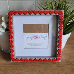 Red Wooden Heart Button Square Photo Frame 4 X Inches With Border, 6 Without Border - thumbnail 1