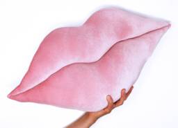 Shaped Handmade Hot Lips Pillow/Cushion. Home Decor. Pink - Rose Quartz Velvet Velour. Premium Quality - thumbnail 1