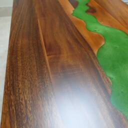 Rosewood Resin River Dining Table Epoxy Accent, Steel Legs - thumbnail 2
