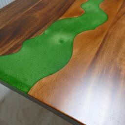 Rosewood Resin River Dining Table Epoxy Accent, Steel Legs - thumbnail 3