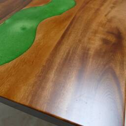 Rosewood Resin River Dining Table Epoxy Accent, Steel Legs - thumbnail 4