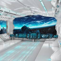 Sci-Fi Photo Art Lage Decor Wall Mural Futuristic Spaceship Removable Wallpaper Fantastic Starship Interioir Self-Adhesive Large Wallpaper - thumbnail 2
