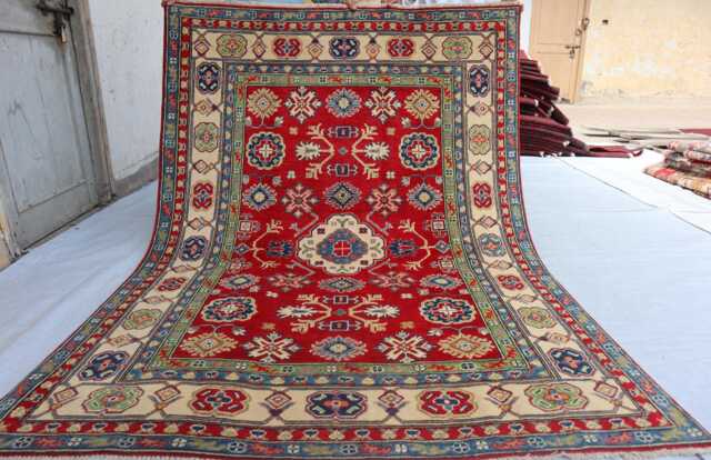 4'11x6'11 New Luxury Afghan Area Rug - Medallion Kazak Turkish Geometric Rug Hand Knotted For Living Room - image 1