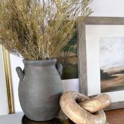 Matte Black Vase, Aged Vessel, Artisan Stone Texture Organic Decor Vase, Rustic Textured Vase With Handles, Urn, Japandi - thumbnail 3