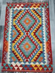 Kilim Rug Classic, Handmade Artisan Afghan Turkish Scandinavian Navajo Bohemian Wool Flatweave Multicolour 120x80 cm - thumbnail 1