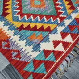 Kilim Rug Classic, Handmade Artisan Afghan Turkish Scandinavian Navajo Bohemian Wool Flatweave Multicolour 120x80 cm - thumbnail 3