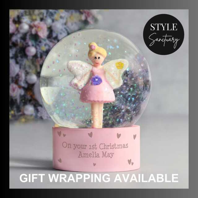 Personalised Fairy Glitter Snow Globe - Christmas Ornament Christening Gift Birthday Present Handmade Keepsake With Personal Message - image 1