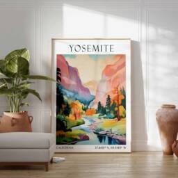 Yosemite Travel Print, Poster, National Park Wall Art, Landscape Art Gift, Vintage - thumbnail 3