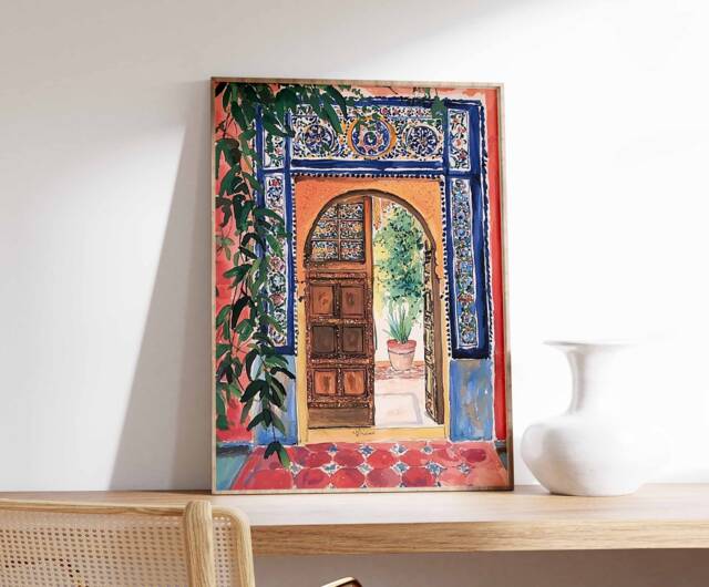 Islamic Poster, Middle Eastern Decor, Botanical Print, Arabic Wall Art, Persian Palestine Mosque Boho Muslim Gift - image 1