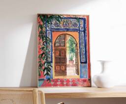 Islamic Poster, Middle Eastern Decor, Botanical Print, Arabic Wall Art, Persian Palestine Mosque Boho Muslim Gift - thumbnail 1