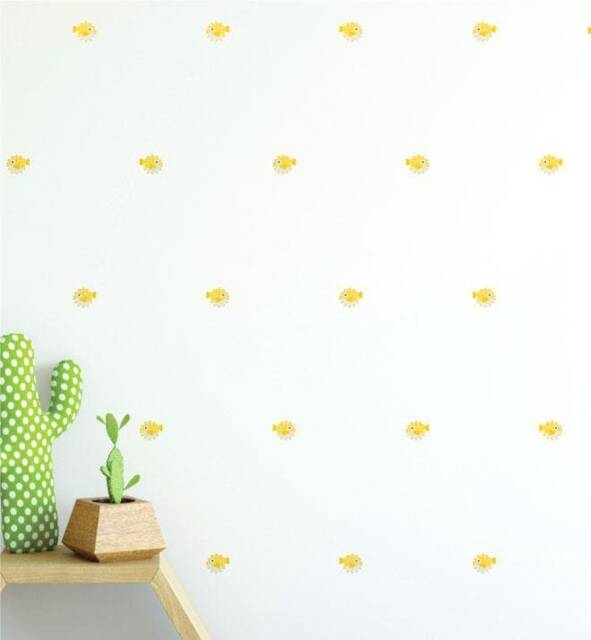 Puffer Fish Pattern - Collection Of 24 Wall Sticker Decal - Pattern, Girls Room, Boys Nursery Decal, Decals, Kids Room Patterns